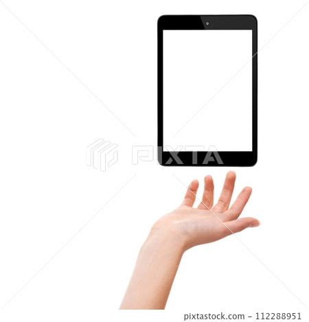 Hand, tablet and empty screen in studio, display and mockup space or social media on white background. Person, tech and website or networking for marketing, app and internet or online for advertising Hand, tablet and empty screen in studio, display and mockup space or social media on white background. Person, tech and website or networking for marketing, app and internet or online for advertising 112288951