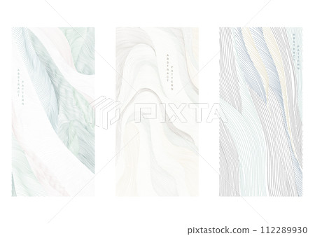 Abstract landscape background with colorful hand drawn line pattern vector. Line art with natural template. Banner design and wallpaper in vintage style 112289930