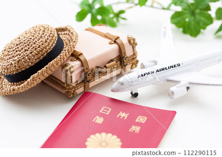 Travel bag trunk, plane and passport Travel bag trunk, plane and passport 112290115