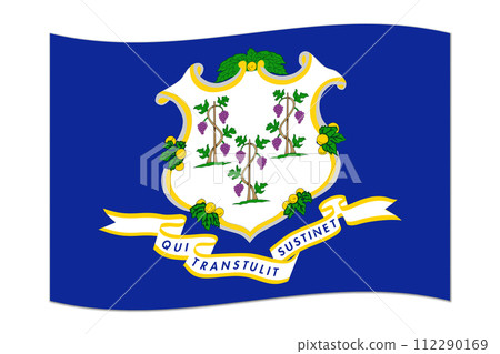 Waving flag of the Connecticut state. Vector illustration. Waving flag of the Connecticut state. Vector illustration. 112290169