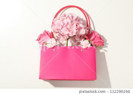 Beautiful, pink flowers on a white background. Beautiful, pink flowers on a white background. 112290298