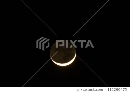 Moon age 2.2 Earthshine crescent moon Moon age 2.2 Earthshine crescent moon 112290475
