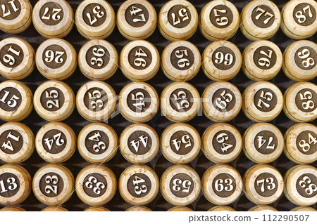 Wooden lotto barrels with numbers 112290507
