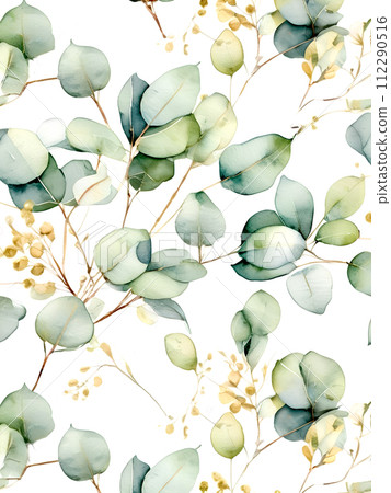 Eucalyptus watercolor style background material 112290516