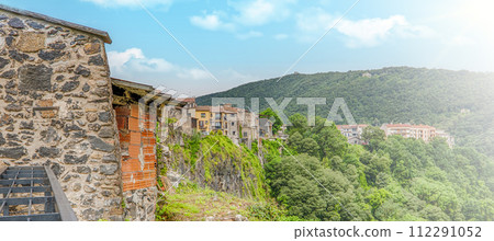 View of Castellfullit de la Roca, Girona, Spain 112291052