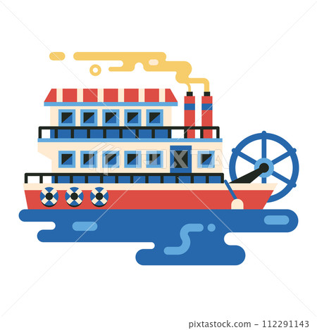 Retro American Steam Ferry Icon Retro American Steam Ferry Icon 112291143