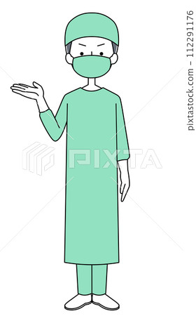 Information Illustration of a surgeon (surgical gown) (male) Information Illustration of a surgeon (surgical gown) (male) 112291176