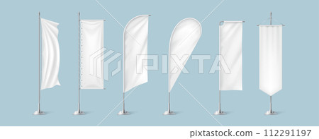 Textile flags templates realistic vector illustration set 112291197