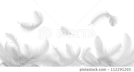 Feathers falling down on pile realistic vector illustration 112291203