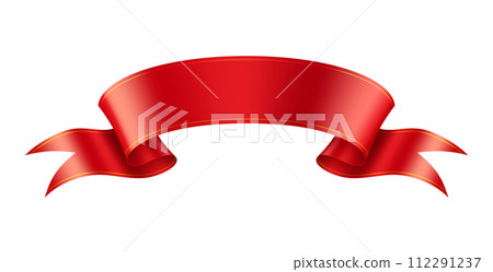 Mockup red ribbon realistic vector illustration on white Mockup red ribbon realistic vector illustration on white 112291237