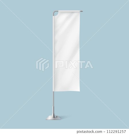 Flattering blank textile flag on metal pole illustration 112291257