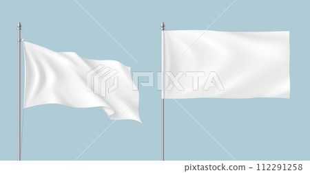 Flattering and plain mockup flags realistic illustration set 112291258