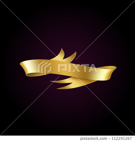 Folded golden ribbon realistic vector illustration Folded golden ribbon realistic vector illustration 112291267