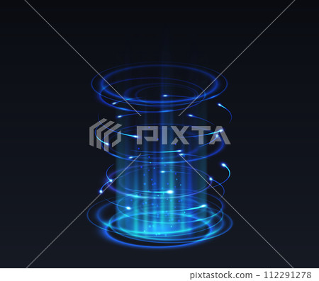 Teleportation portal realistic vector illustration in blue Teleportation portal realistic vector illustration in blue 112291278