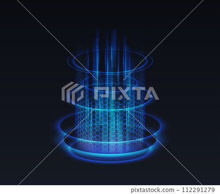 Opening of teleport podium realistic vector illustration 112291279