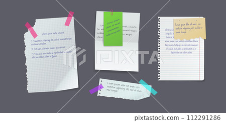 Pages with info notices realistic vector illustration set Pages with info notices realistic vector illustration set 112291286