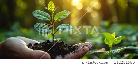 AI-generated content. On a green background, corporate social responsibility icon concept for business and organizations. AI-generated content. On a green background, corporate social responsibility icon concept for business and organizations. 112291599