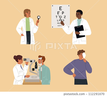 Isolated set of ophthalmologist using clinical ophthalmology tools Isolated set of ophthalmologist using clinical ophthalmology tools 112291870