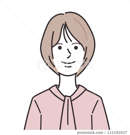 穿著領結襯衫的短鮑伯女人的插圖 112292037