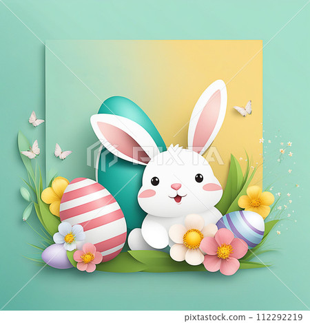 Easter day banner design, background, illustration paper cut concept Easter day banner design, background, illustration paper cut concept 112292219