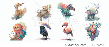 watercolor, animals, bird 112292460
