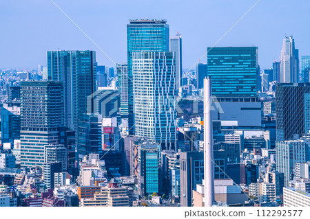 Japan's Tokyo cityscape: Shibuya is changing. Sakura Stage is completed...many tourists at Scramble Square Observation Deck Japan's Tokyo cityscape: Shibuya is changing. Sakura Stage is completed...many tourists at Scramble Square Observation Deck 112292577