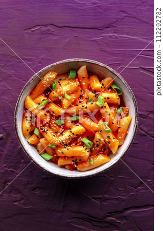 Tteokbokki or topokki, Korean street food, spicy rice cakes Tteokbokki or topokki, Korean street food, spicy rice cakes 112292782