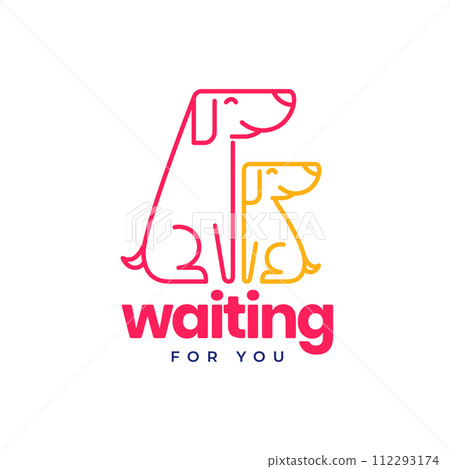 dog pets waiting owner lines minimal modern simple mascot logo vector icon illustration dog pets waiting owner lines minimal modern simple mascot logo vector icon illustration 112293174