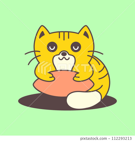 cat pets pillow lazy sleep cute mascot cartoon logo vector icon illustration 112293213