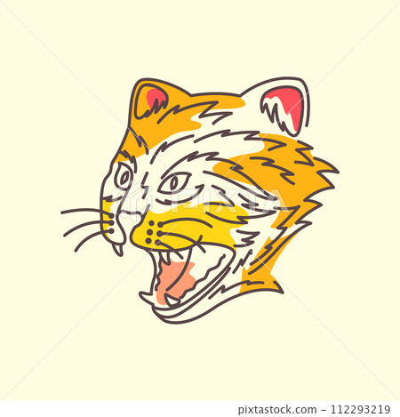 tiger roar head colorful line art mascot logo vector icon illustration tiger roar head colorful line art mascot logo vector icon illustration 112293219