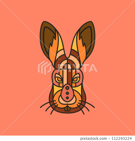 rabbit hare bunny pets head colorful vintage logo vector icon illustration 112293224