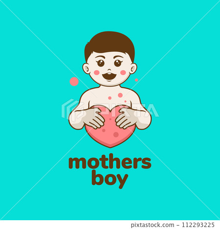 young boy son love heart cute mascot logo vector icon illustration 112293225