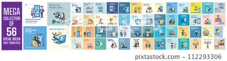 Mega collection of 56 social media post design template. Used for financial advertising 112293306