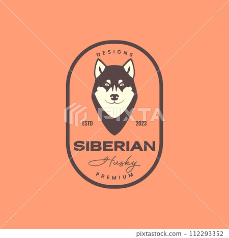 animal pets head dog siberian husky vintage badge logo design vector 112293352