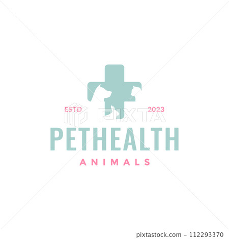 animal pets care dog cat rabbit health medical clinic modern logo design vector 112293370