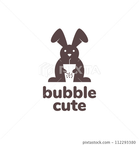 animal pets rabbit drink bubble chocolate mascot logo design vector 112293380