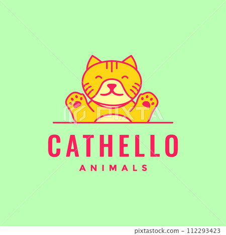 animal pets cat kitten pet shop mascot cute modern simple logo design vector 112293423