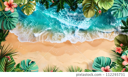 Tropical Beach with Hyper-Realistic Waves and Greenery Tropical Beach with Hyper-Realistic Waves and Greenery 112293731