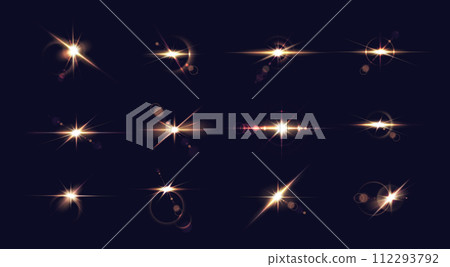 Golden light sparkles realistic vector illustration set 112293792