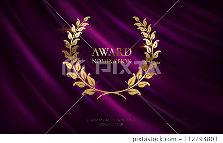 Golden laurel crown with text realistic vector illustration 112293801