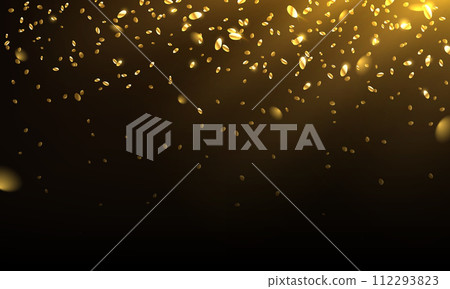 Golden glitter drops flying realistic vector illustration Golden glitter drops flying realistic vector illustration 112293823
