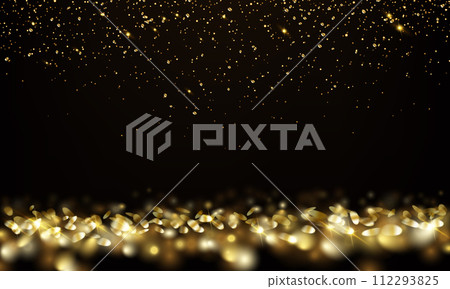 Golden dust in darkness realistic vector illustration Golden dust in darkness realistic vector illustration 112293825