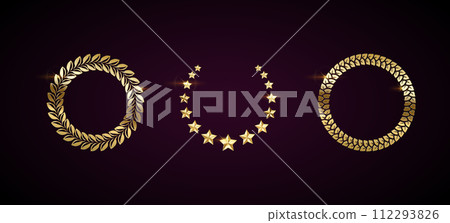 Golden winner wreaths realistic vector illustration set 112293826