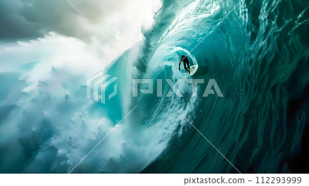 Exquisite Surfer Riding a Large Wave in the Ocean Exquisite Surfer Riding a Large Wave in the Ocean 112293999