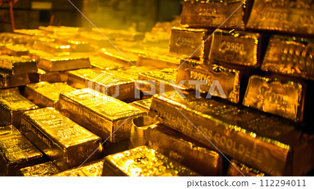 Stacks of Gold Bars in Intense Lighting Stacks of Gold Bars in Intense Lighting 112294011