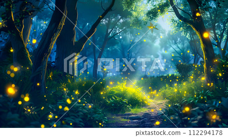 Fireflies Illuminating a Woodland Forest Fireflies Illuminating a Woodland Forest 112294178