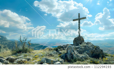 Cross in the Mountains A Symbol of Spirituality in the Greek Landscape Cross in the Mountains A Symbol of Spirituality in the Greek Landscape 112294193