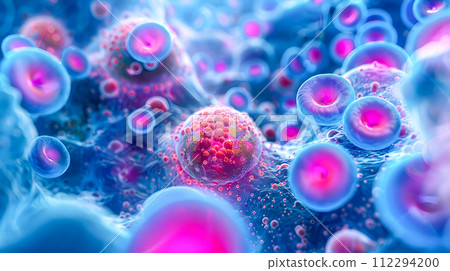 Pink and Blue Cells in Microscopic Detail Pink and Blue Cells in Microscopic Detail 112294200