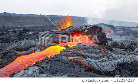 Lava Flow in Red Hot Volcano in Experimentation Style 112294237