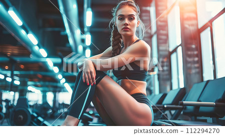 Woman Exercising in a Modern Gym 112294270